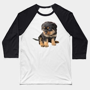 Rottweiler Puppy With Cute Expression Cut Out Baseball T-Shirt